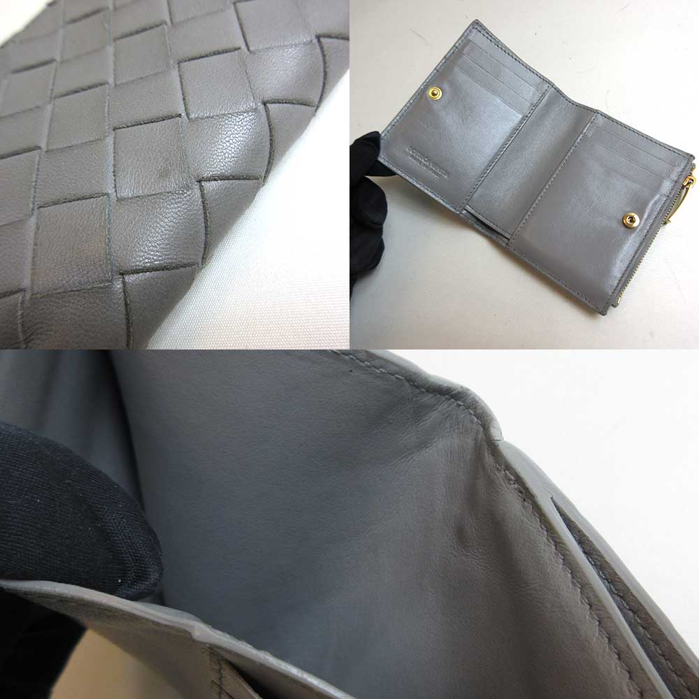 Bottega Veneta Leather Mini Wallet Gray