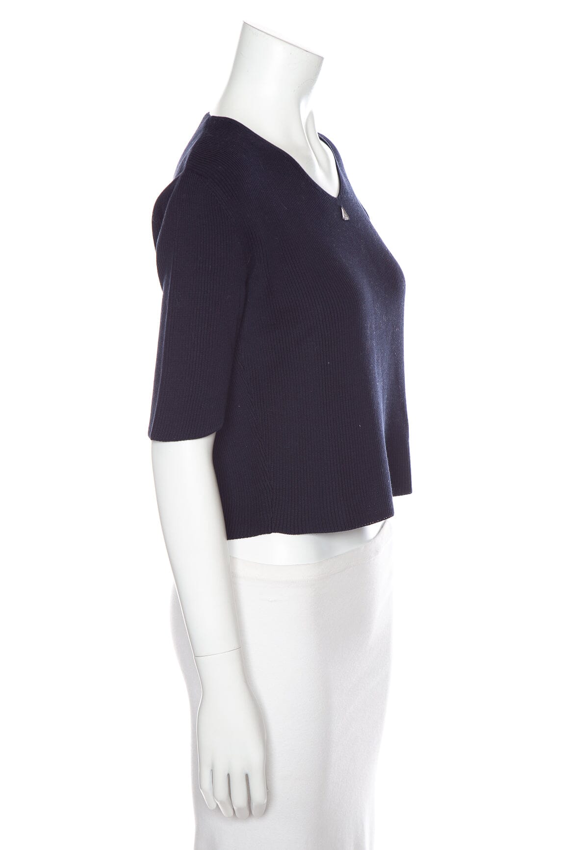Chanel Vintage 2000 Cruise Collection Ribbed Navy Top SZ 42