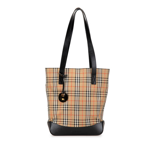 Brown Burberry Haymarket Check Canvas Shoulder Bag