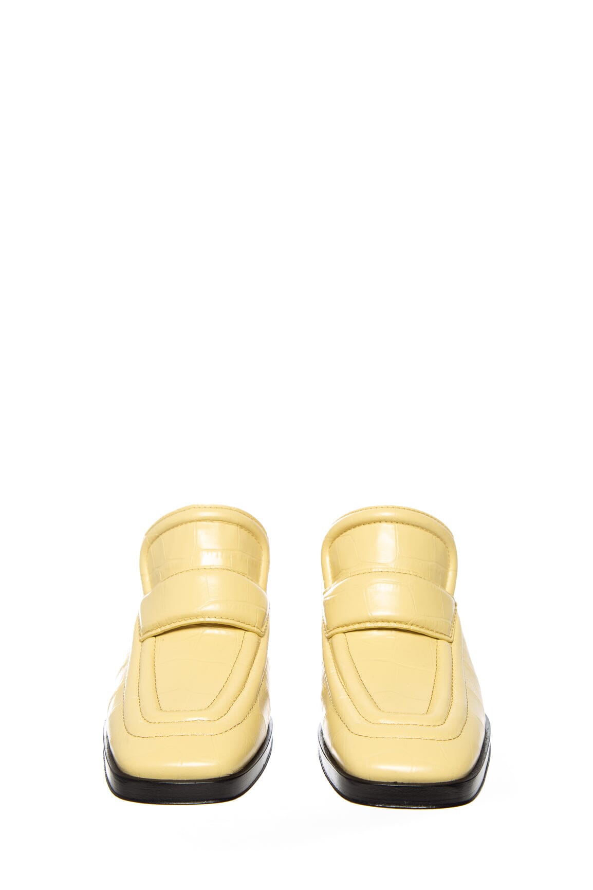 Bottega Veneta Leather Yellow Croc Embossed Mules SZ 36.5