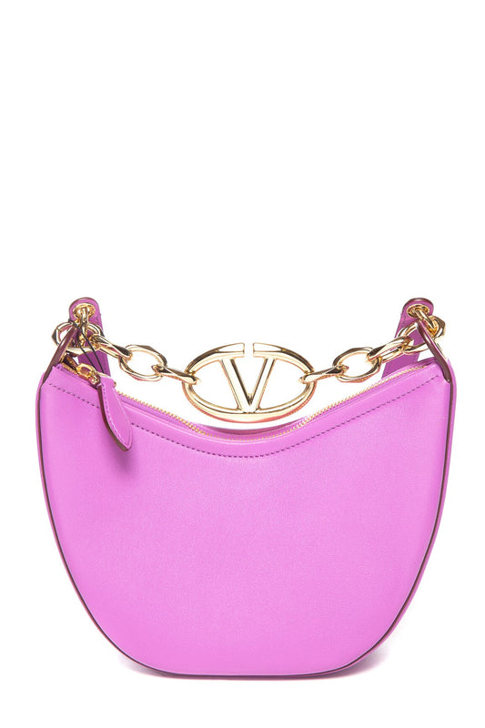 Valentino Purple Leather VLogo Moon Hobo Handbag