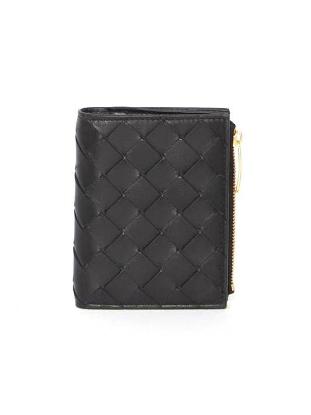 Bottega Veneta Intrecciato Small Leather Half Wallet Black