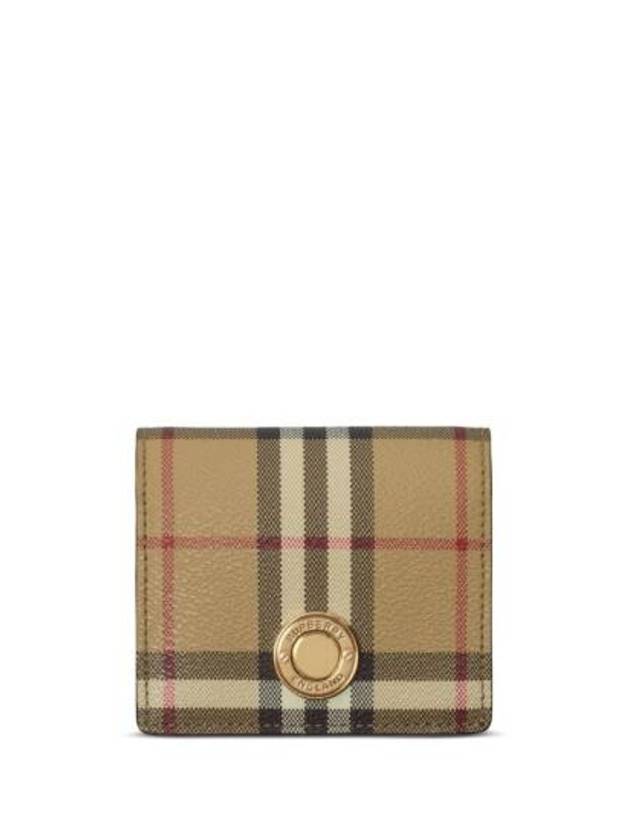 Burberry Engraved Logo Check Half Wallet Archive Beige