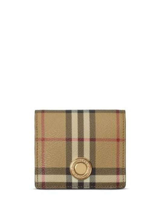Burberry Engraved Logo Check Half Wallet Archive Beige