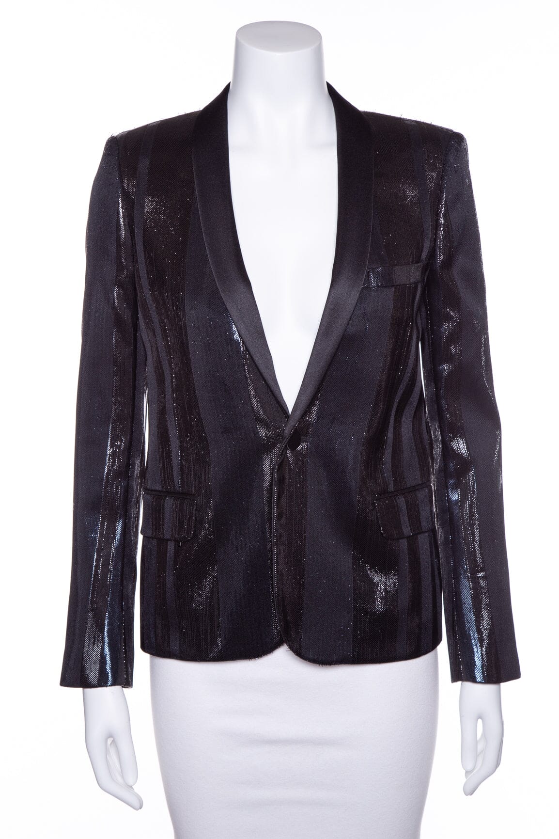 Yves Saint Laurent Black Stripped Lurex Blazer SZ XS/S