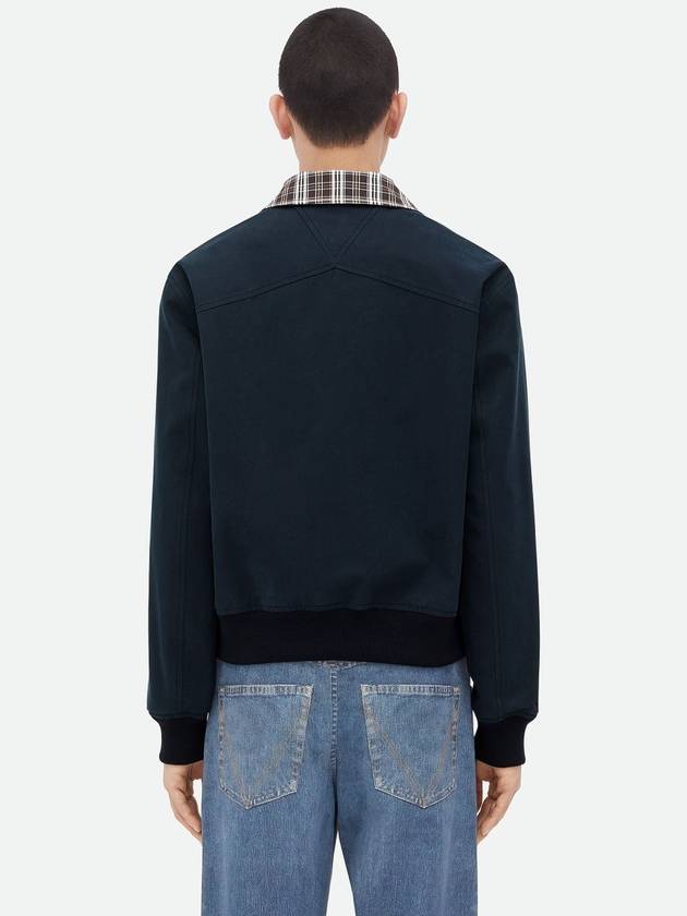 Bottega Veneta Checked Reversible Cotton Jacket Brown Navy