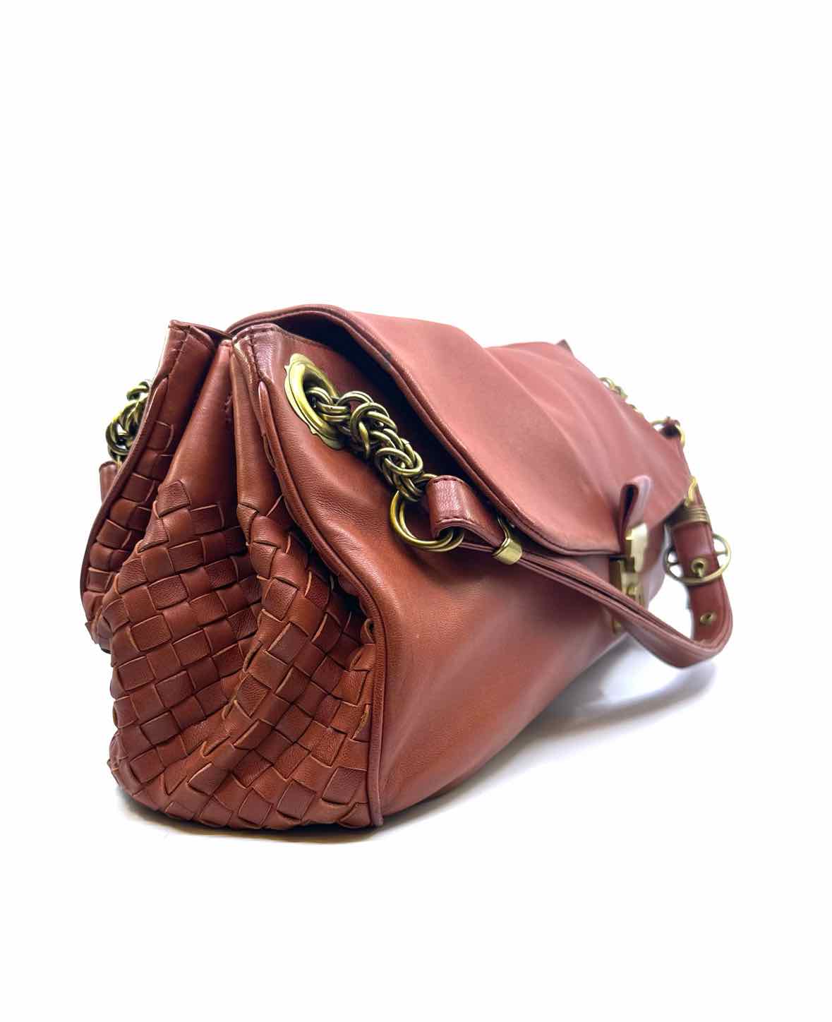 BOTTEGA VENETA Burnt Orange Leather Solid Handbag