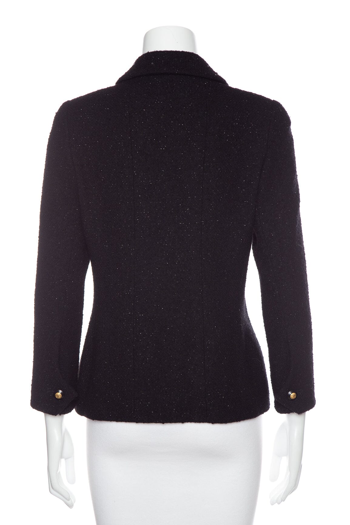 Chanel Vintage 1993 Autumn Black Glitter and Sequins Detail Jacket SZ 46