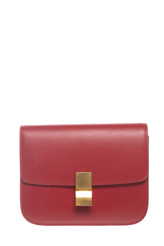 Celine Red Leather "Box" Bag Handbag