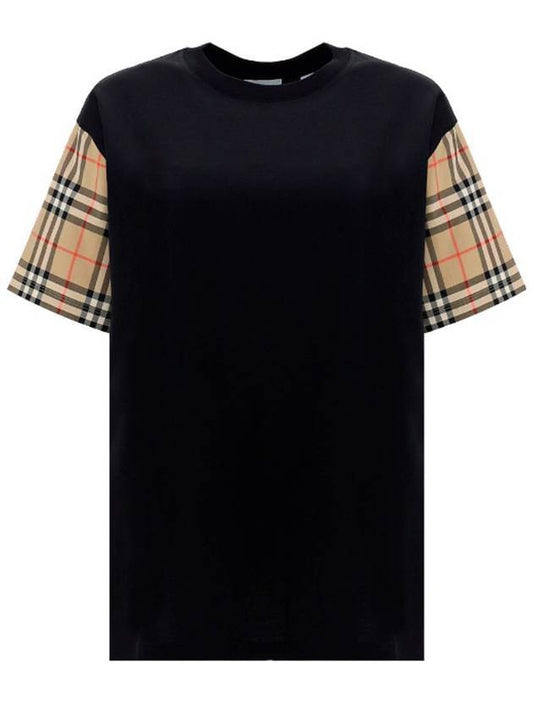 Burberry Vintage Check Sleeve Cotton Oversized T-shirt Black
