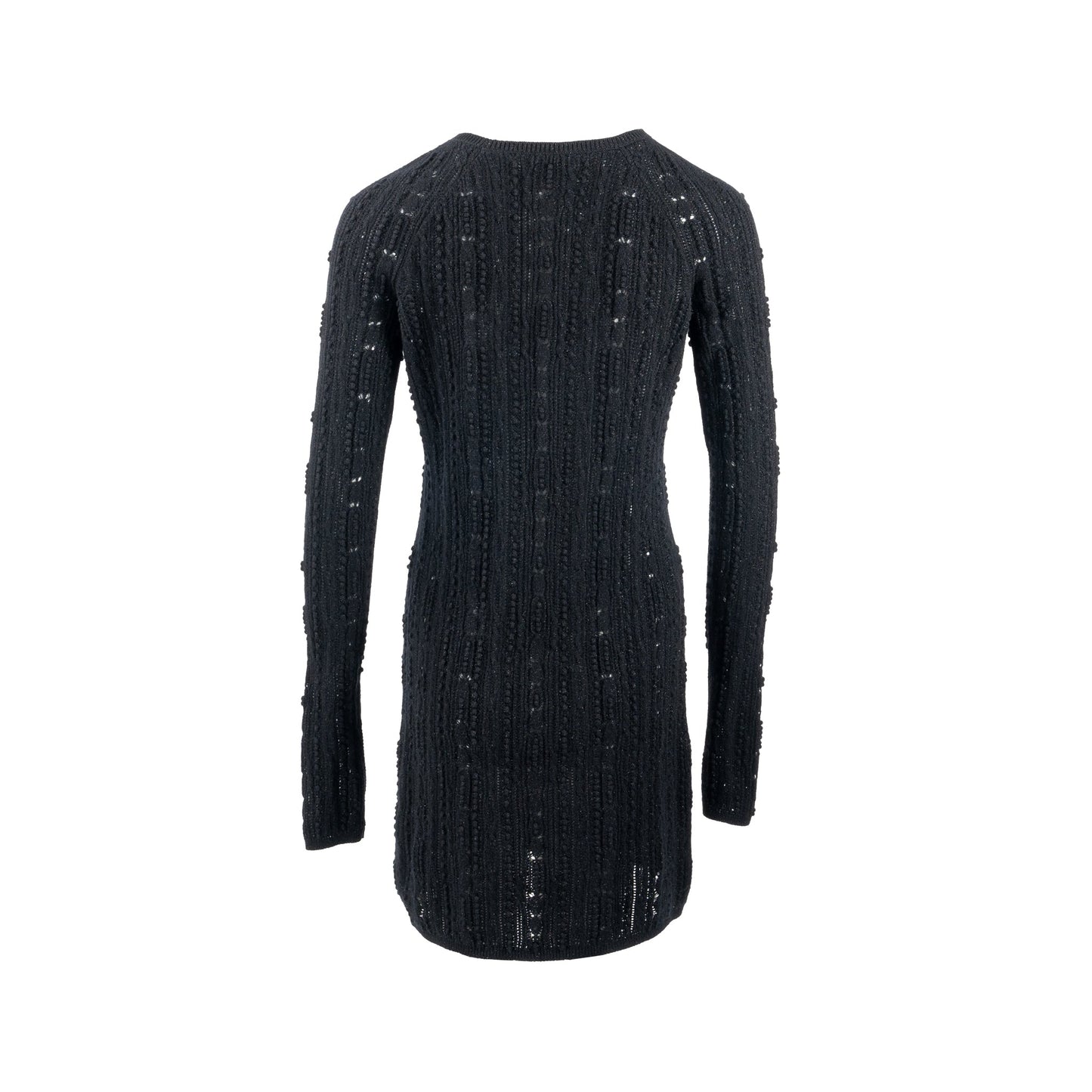 Chanel Size 38 Long-sleeve Dress Cashmere/Metal Polyester Black