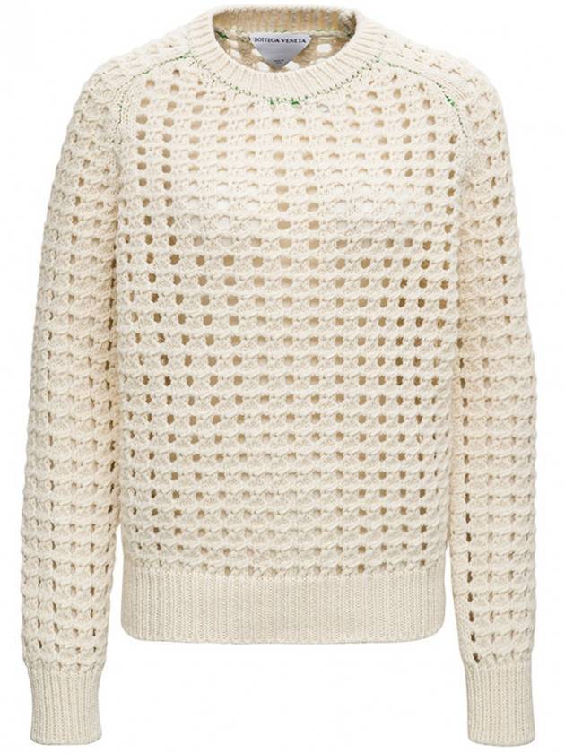 Bottega Veneta Open Mesh Sweater Knit Top Ivory