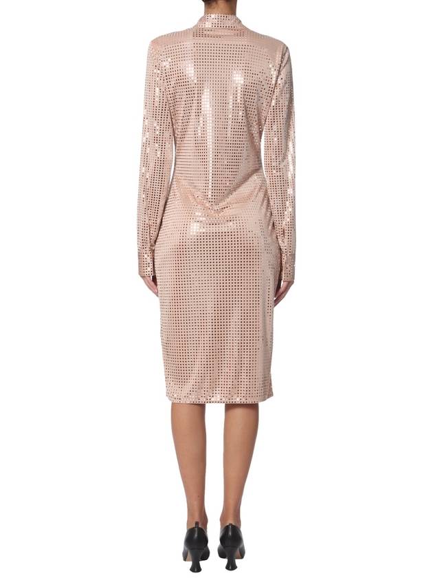 Bottega Veneta Women's Sequin Shirt Long Dress Beige