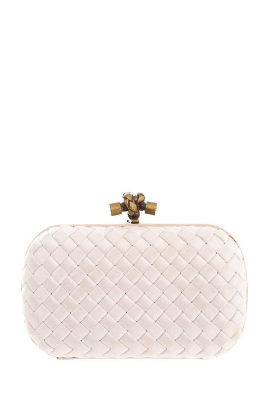 Bottega Veneta Blush Intrecciato Satin Clutch