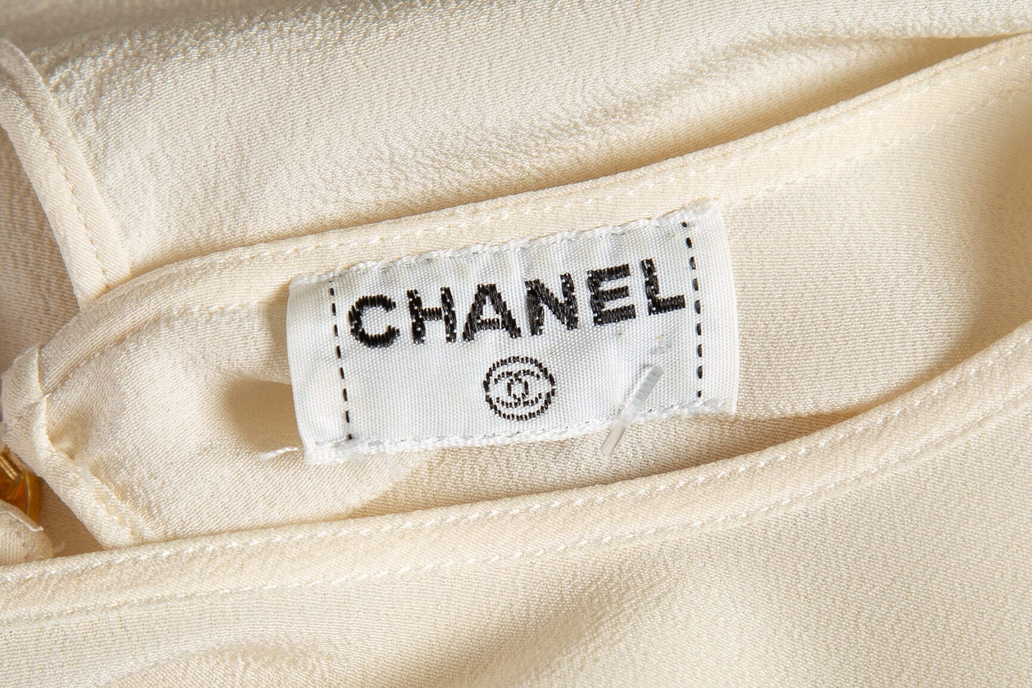 Chanel Cream Silk Long Sleeve Blouse SZ N/A