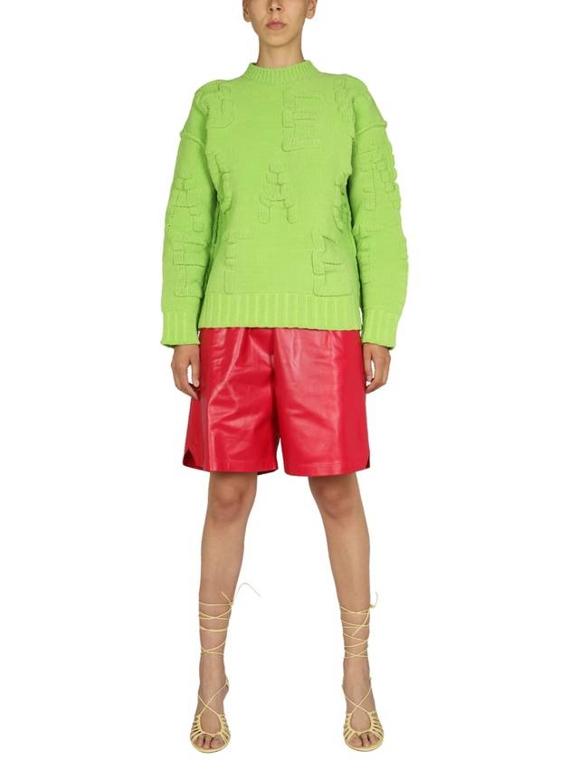 Bottega Veneta Chenille Alphabet Emboss Logo Knit Top Green