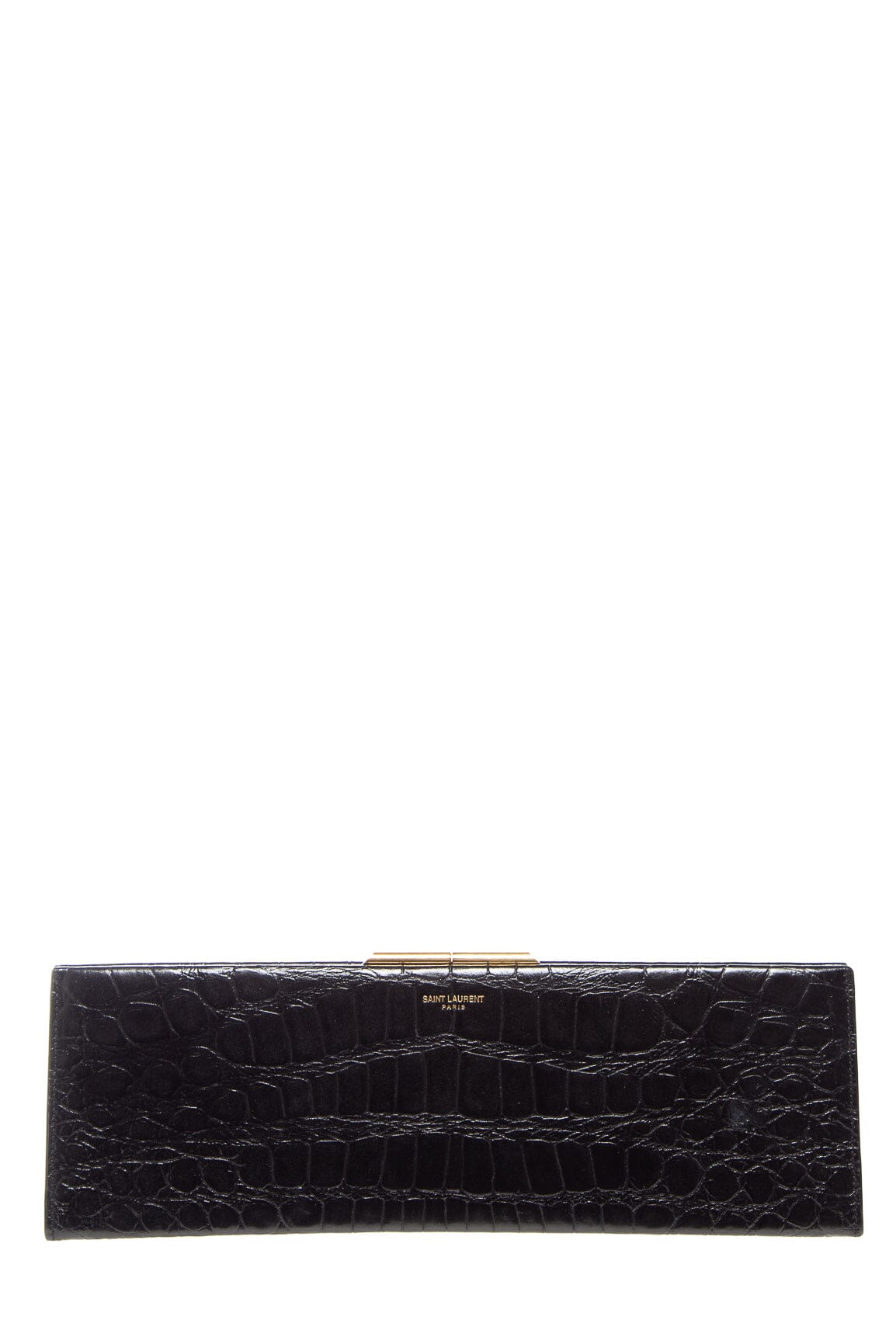 Saint Laurent Black Croc Embossed Clutch