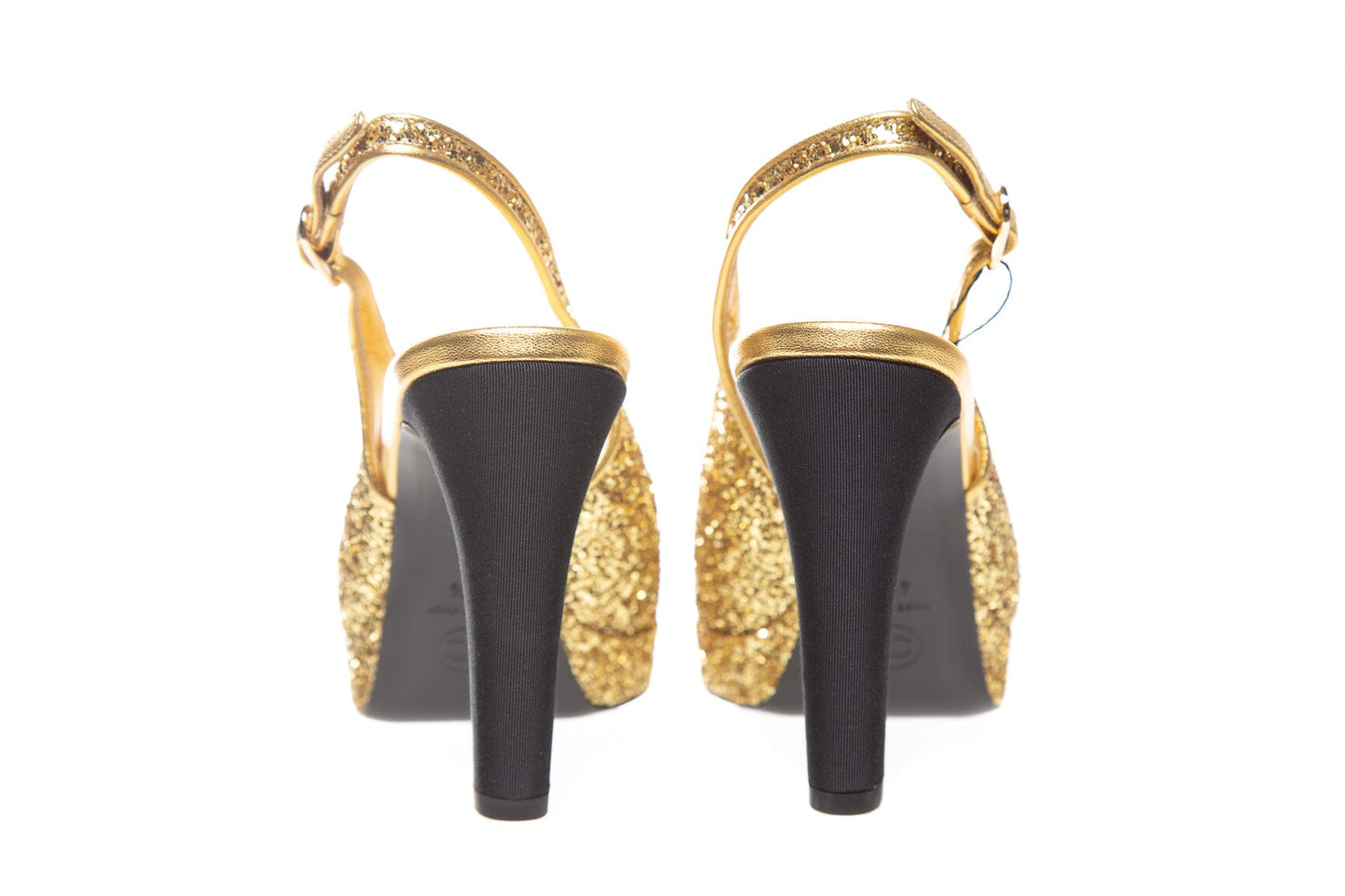 Chanel Gold Glitter CC Toe Heels SZ 40.5