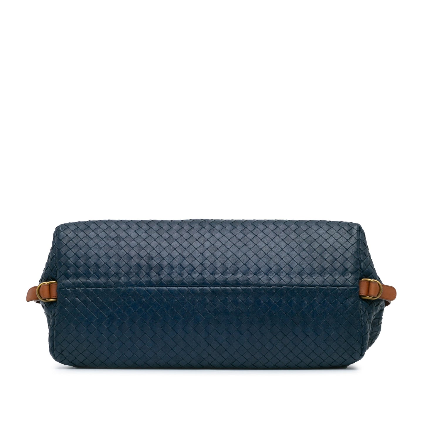 Blue Bottega Veneta Nappa Intrecciato Bowling Bag