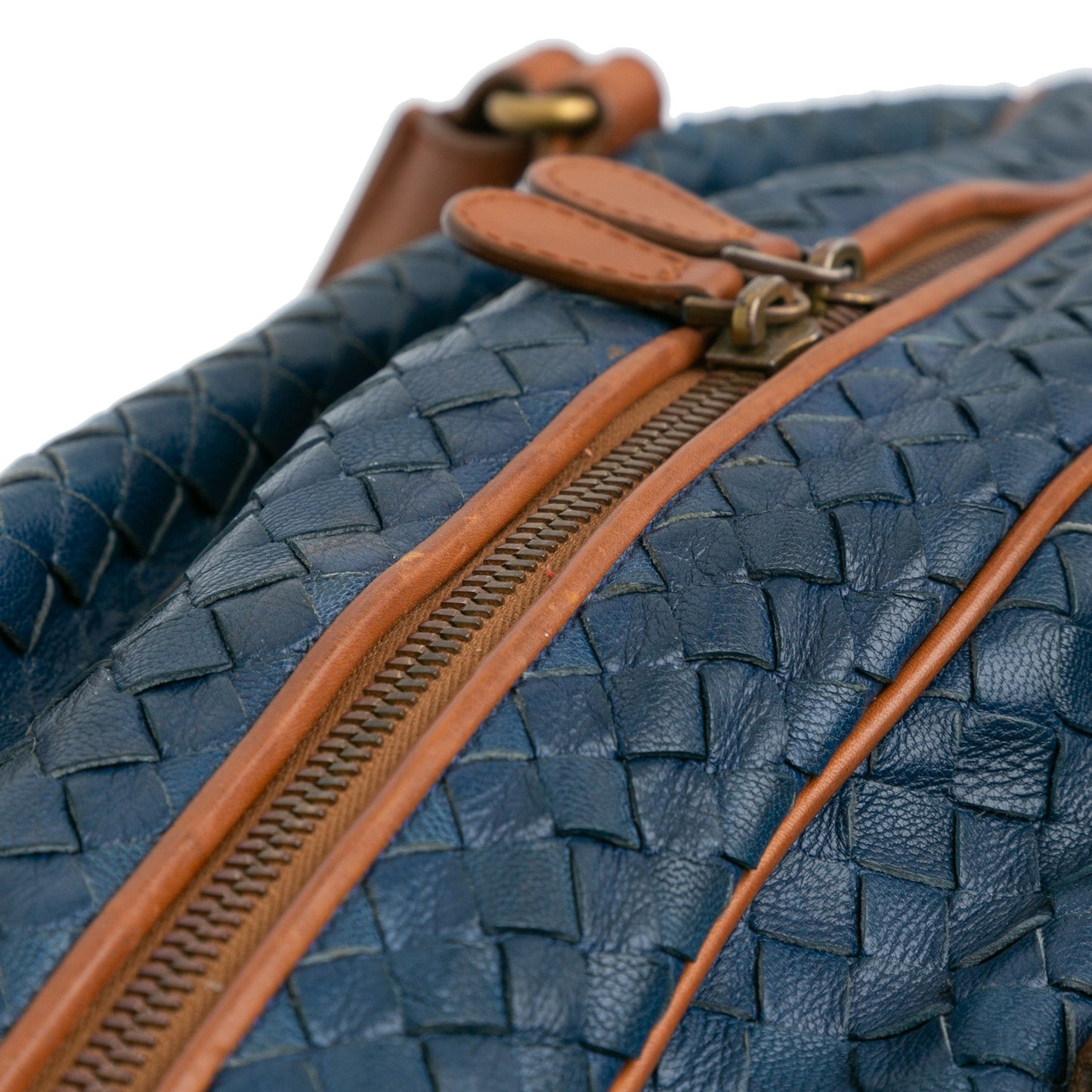Blue Bottega Veneta Nappa Intrecciato Bowling Bag