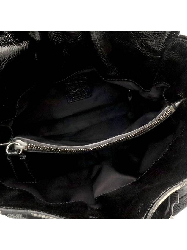 Burberry Beat Check Black Patent Trimming Belt 2WAY