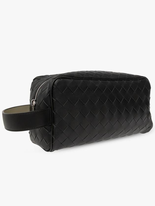Bottega Veneta Intrecciato Travel Pouch Dark Green Travertine