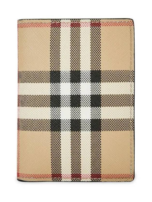 Burberry Vintage Check Pattern Non-Fold Leather Card Wallet Archive Beige