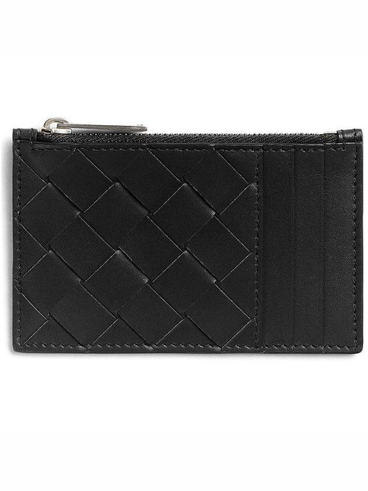 Bottega Veneta Intrecciato Zipped Card Case Black