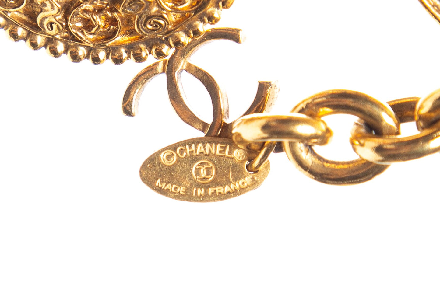Chanel Gold Medallion Chain Link Necklace