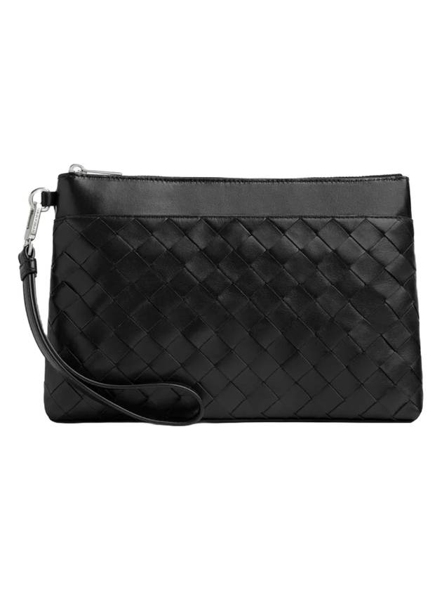 Bottega Veneta Intrecciato Prism Leather Clutch Black