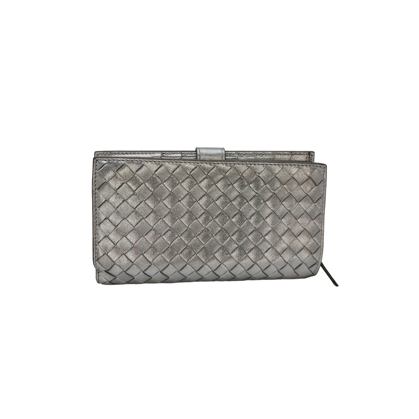 Bottega Veneta Intrecciato Continental Wallet Metallic Silver