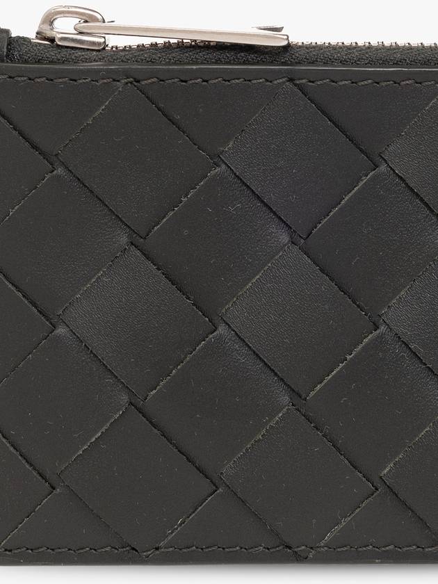 Bottega Veneta Intrecciato Zipper Card Wallet Dark Green