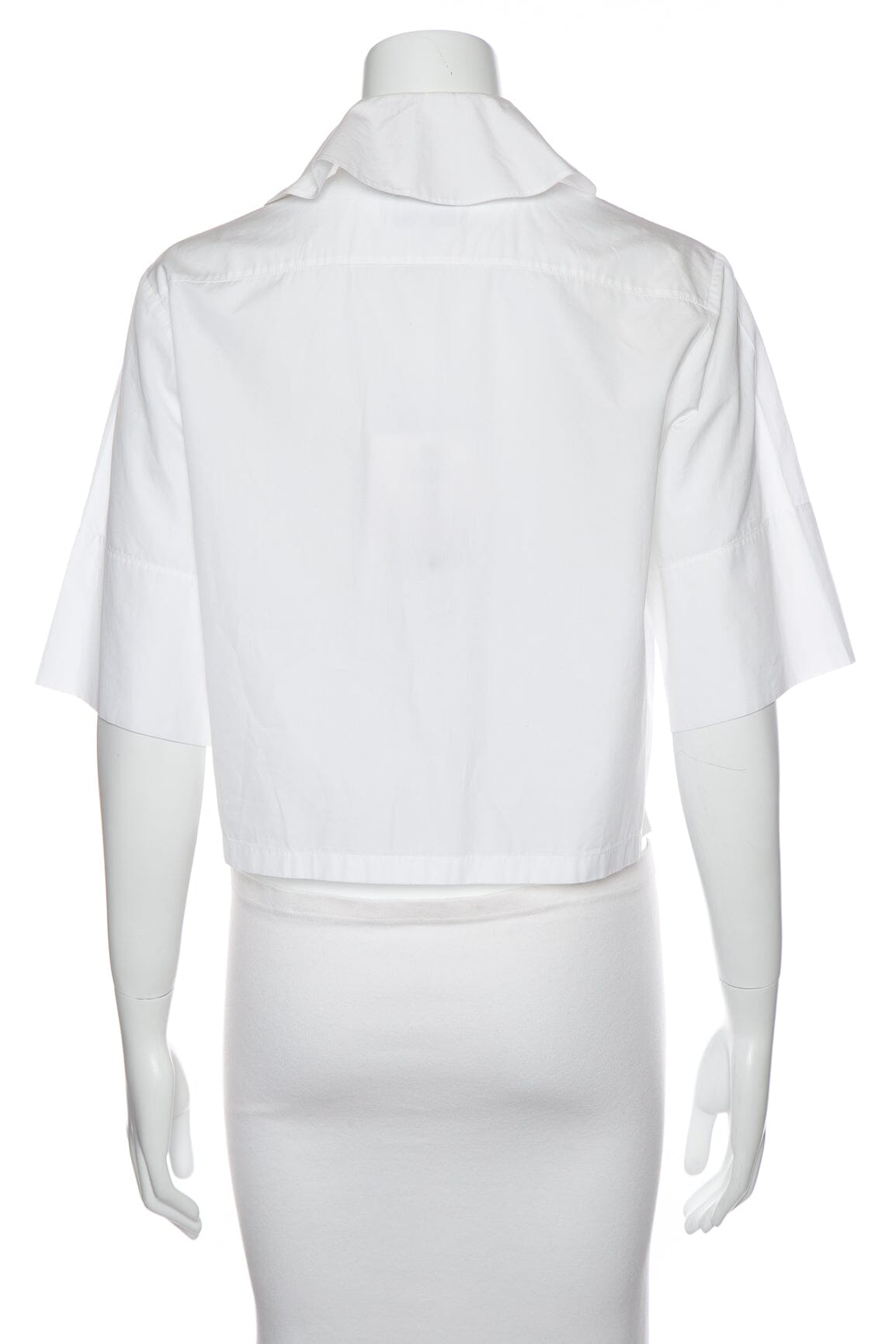 Chanel White Cropped Double Pocket Blouse SZ 34