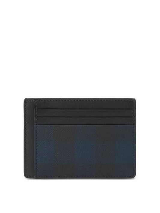 Burberry Check Pattern Clip Card Wallet Navy