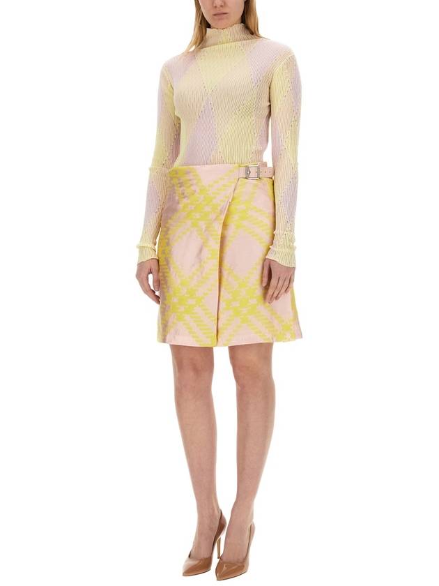 Burberry high-neck argyle intarsia knit sweater