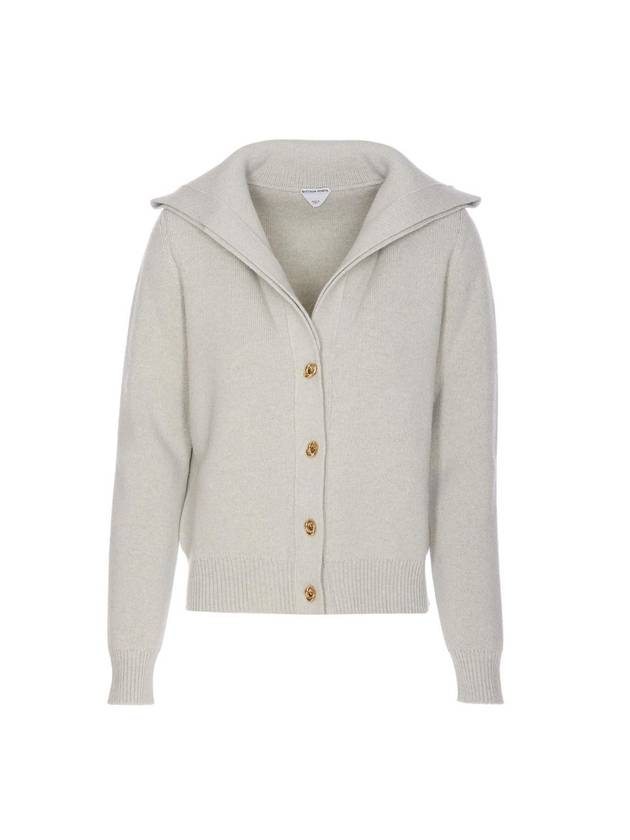 Bottega Veneta Compact Knot Button Wool Cardigan Moon
