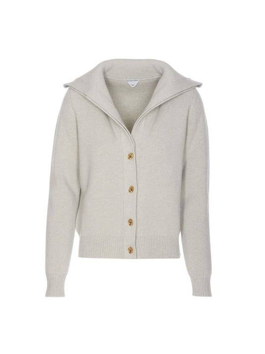 Bottega Veneta Compact Knot Button Wool Cardigan Moon