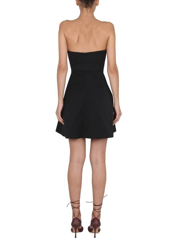 Bottega Veneta Bustier Nylon Zipper Short Dress Black