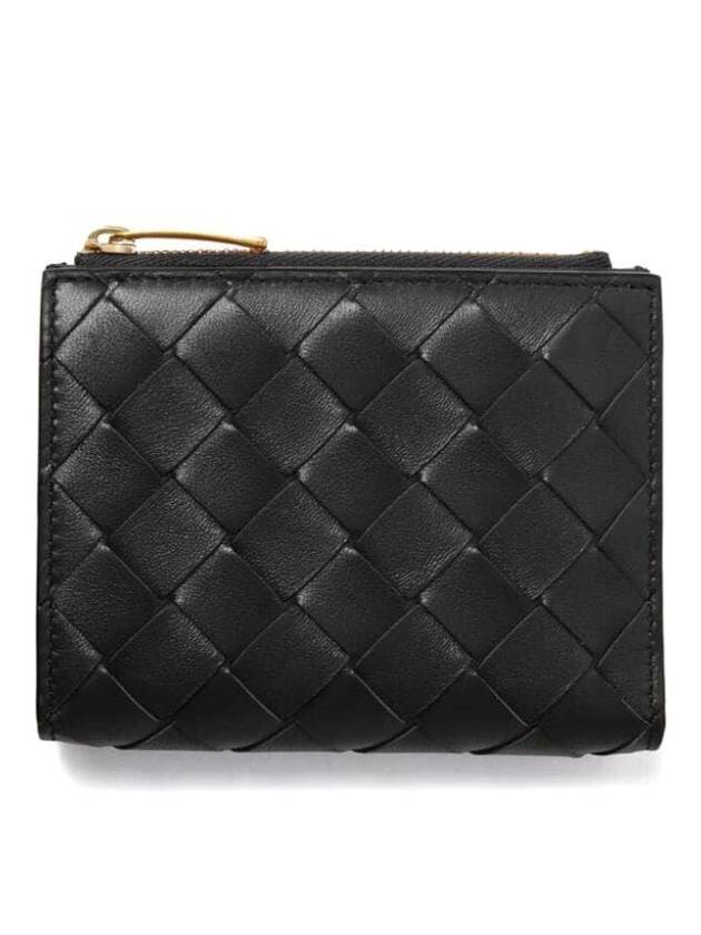 Bottega Veneta Intrecciato Small Leather Half Wallet Black