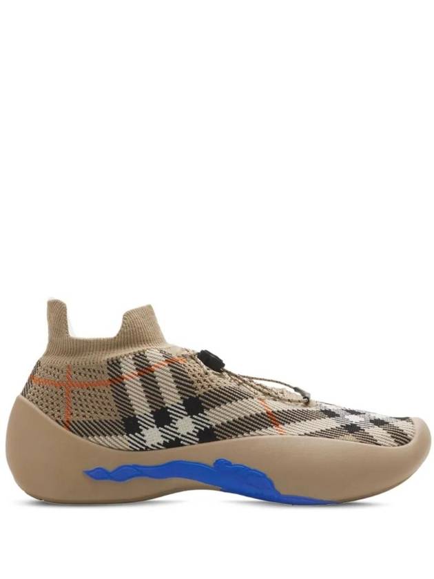 Burberry Neptune Check Knit Low Top Sneakers Sand