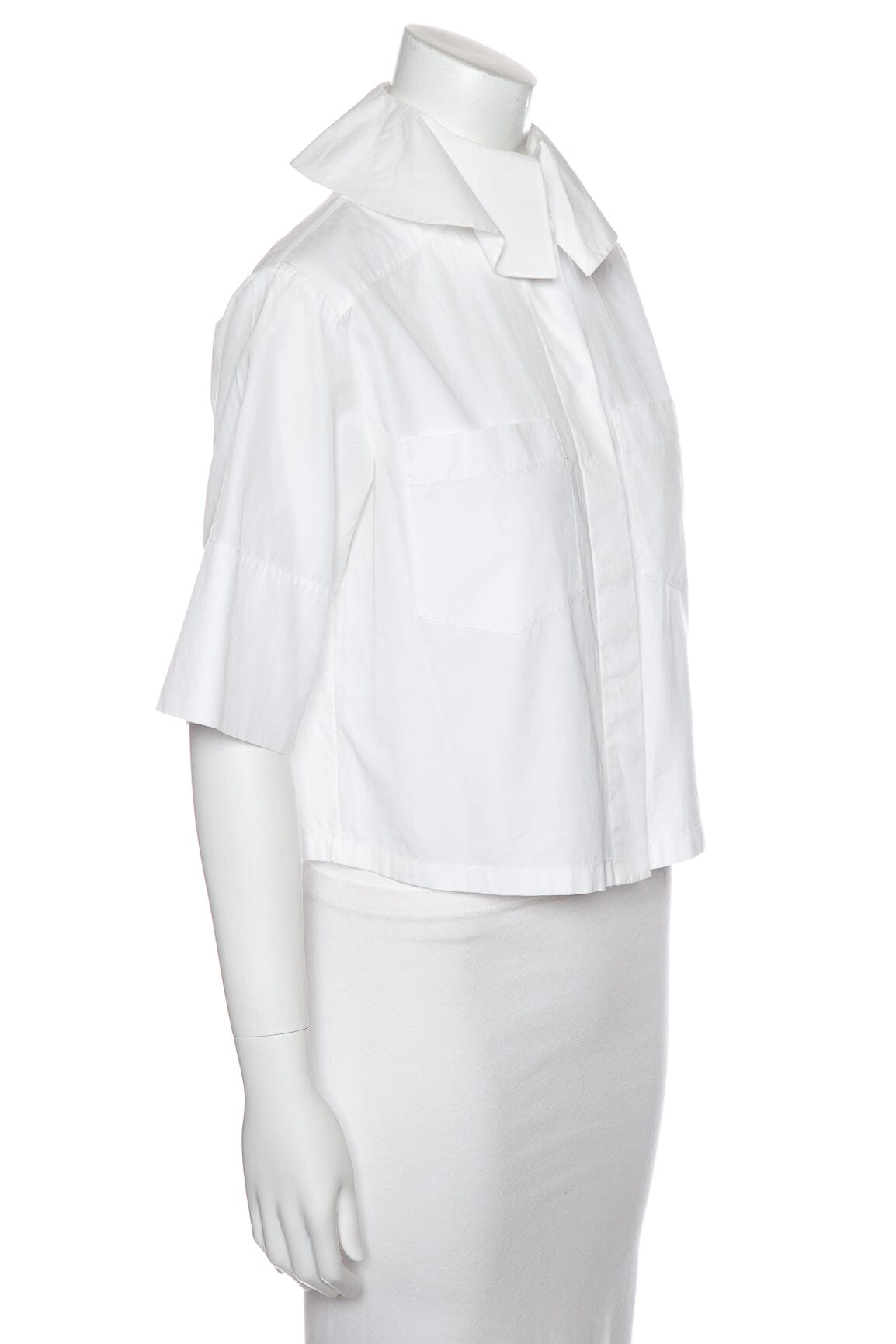 Chanel White Cropped Double Pocket Blouse SZ 34