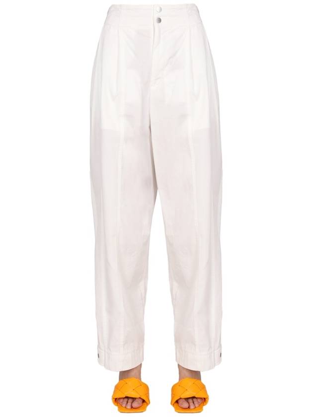 Bottega Veneta Women's Compact Cotton Wide Pants White