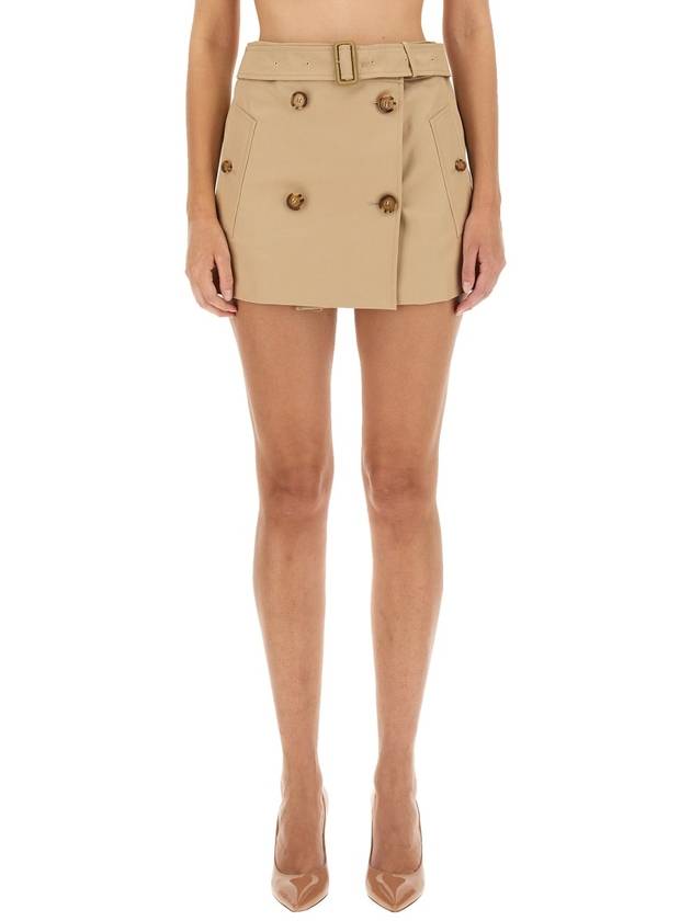 Burberry Women's Cotton Gabardine Mini Trench A-Line Skirt Beige