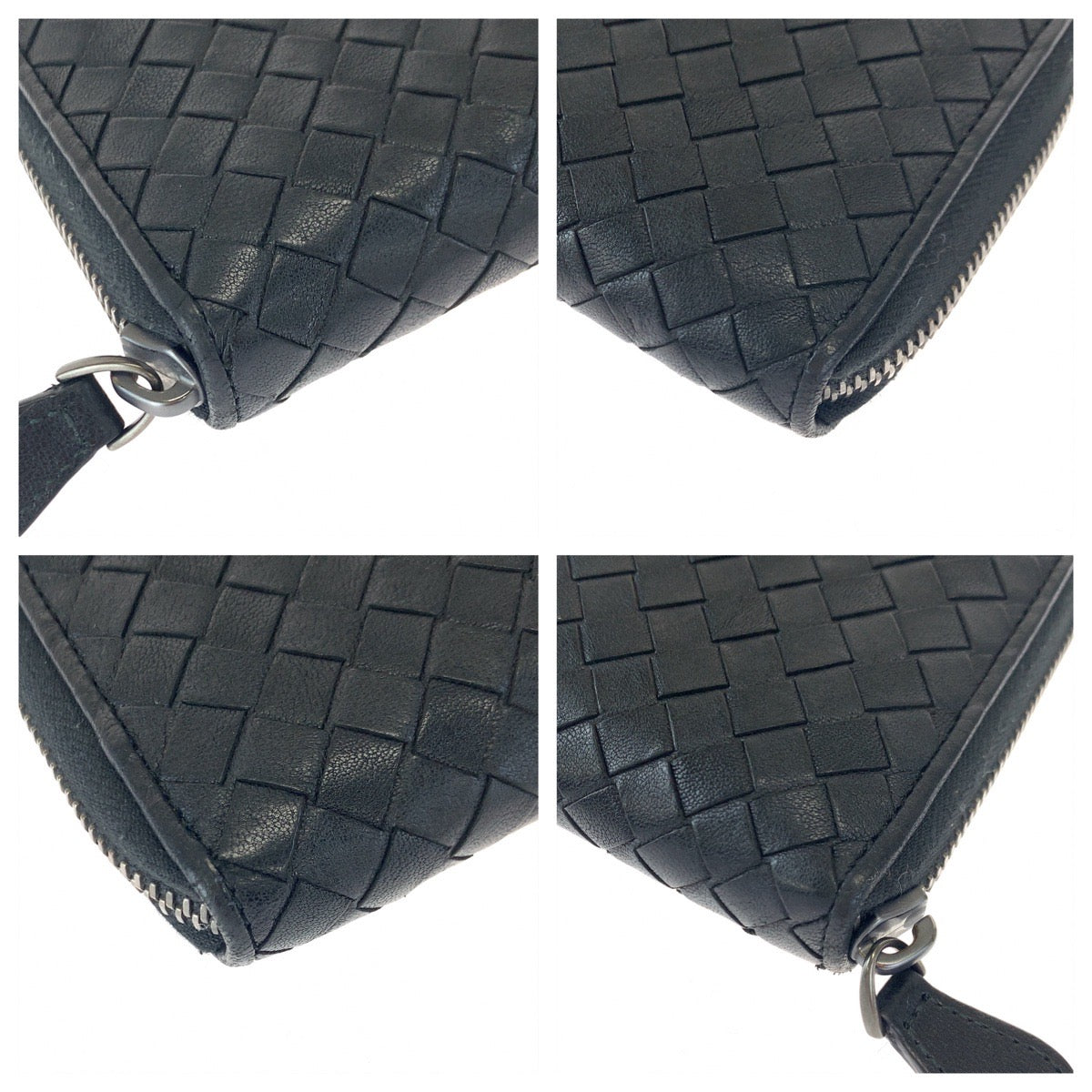 Bottega Veneta Intrecciato Lambskin Long Wallet Black