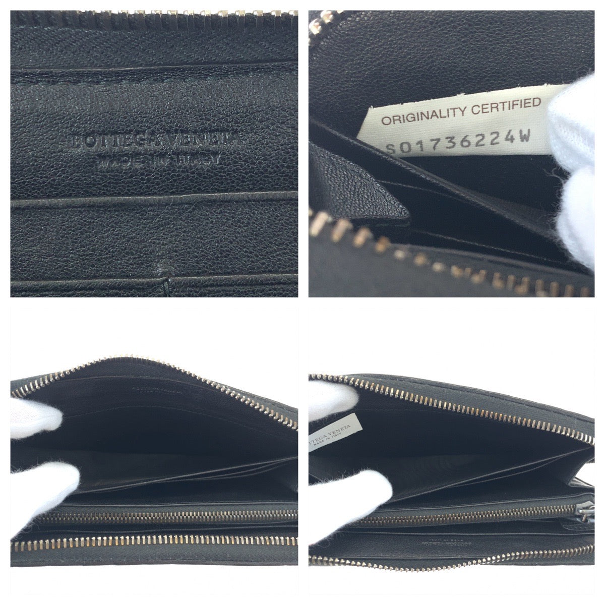Bottega Veneta Intrecciato Lambskin Long Wallet Black