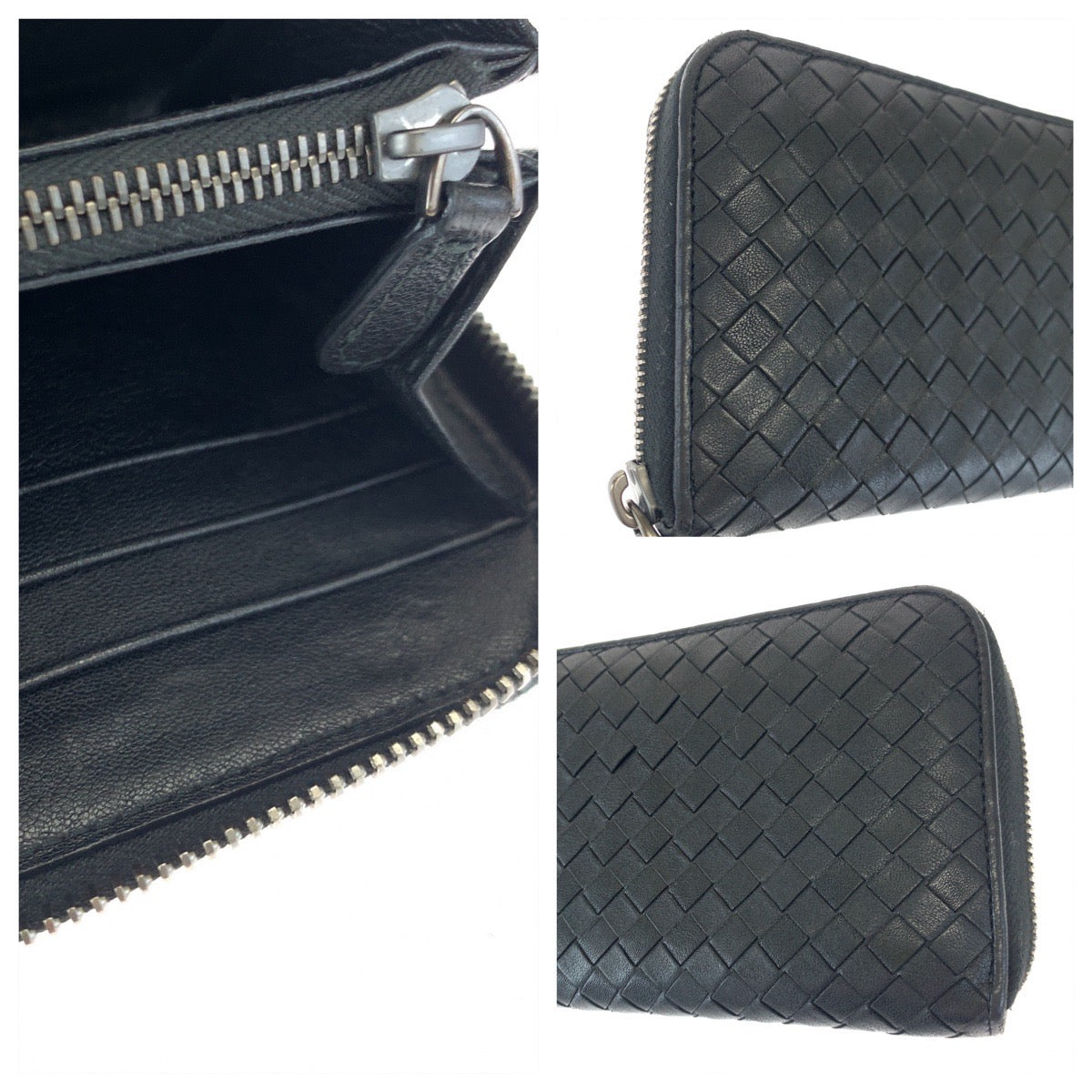 Bottega Veneta Intrecciato Lambskin Long Wallet Black