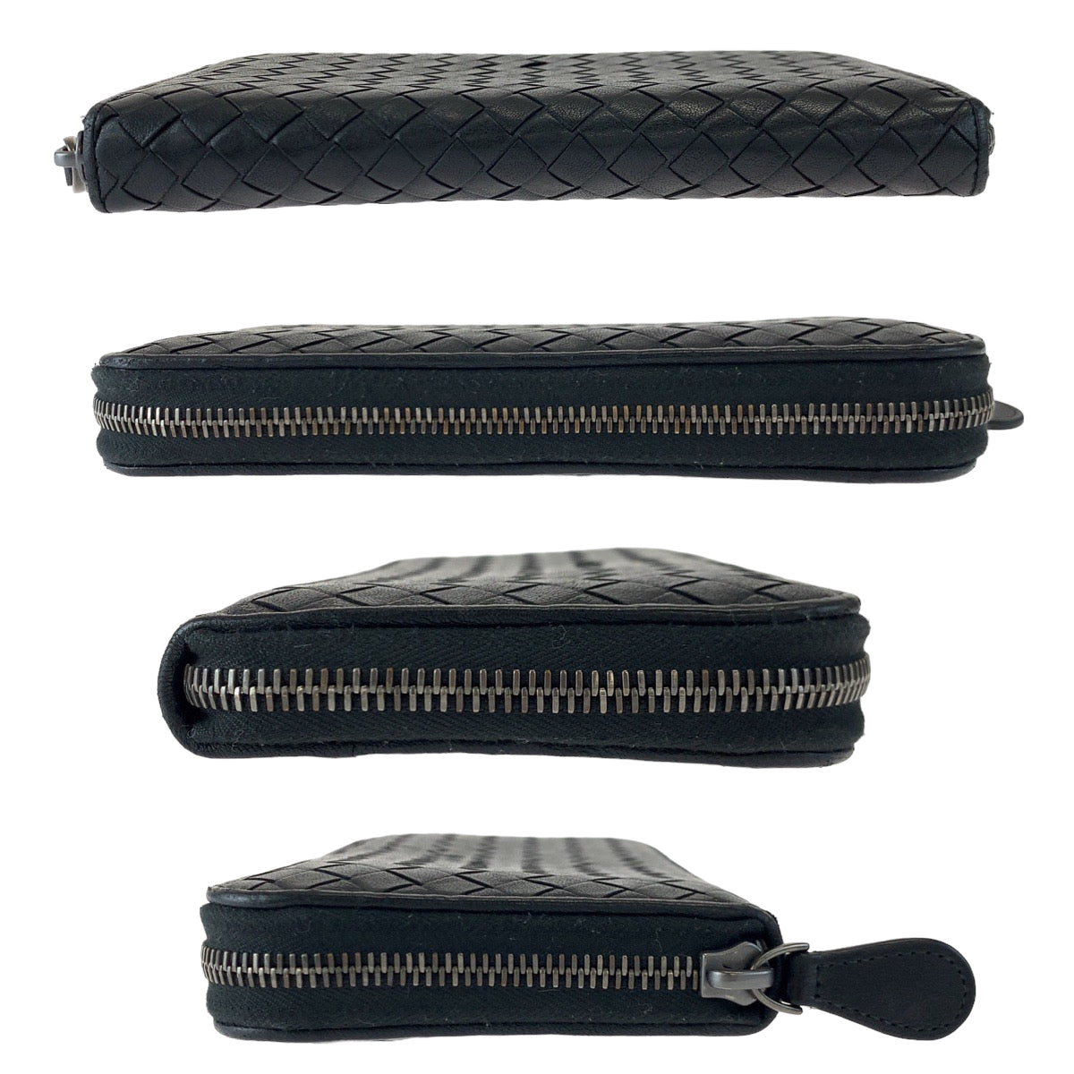 Bottega Veneta Intrecciato Lambskin Long Wallet Black