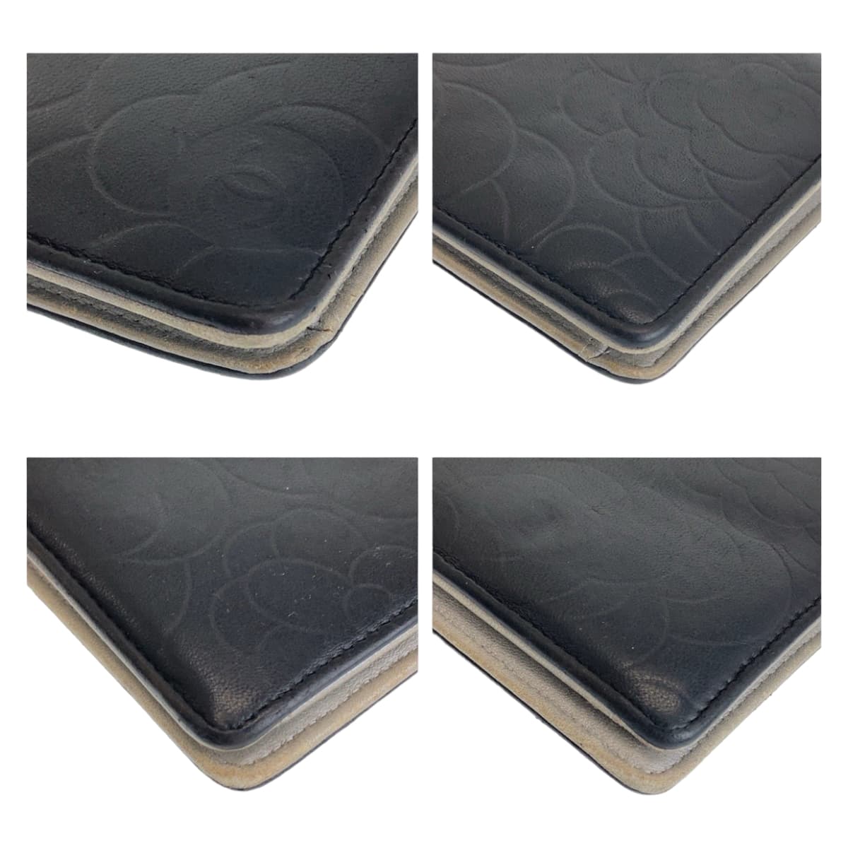 Chanel Camellia Lambskin Long Wallet Black