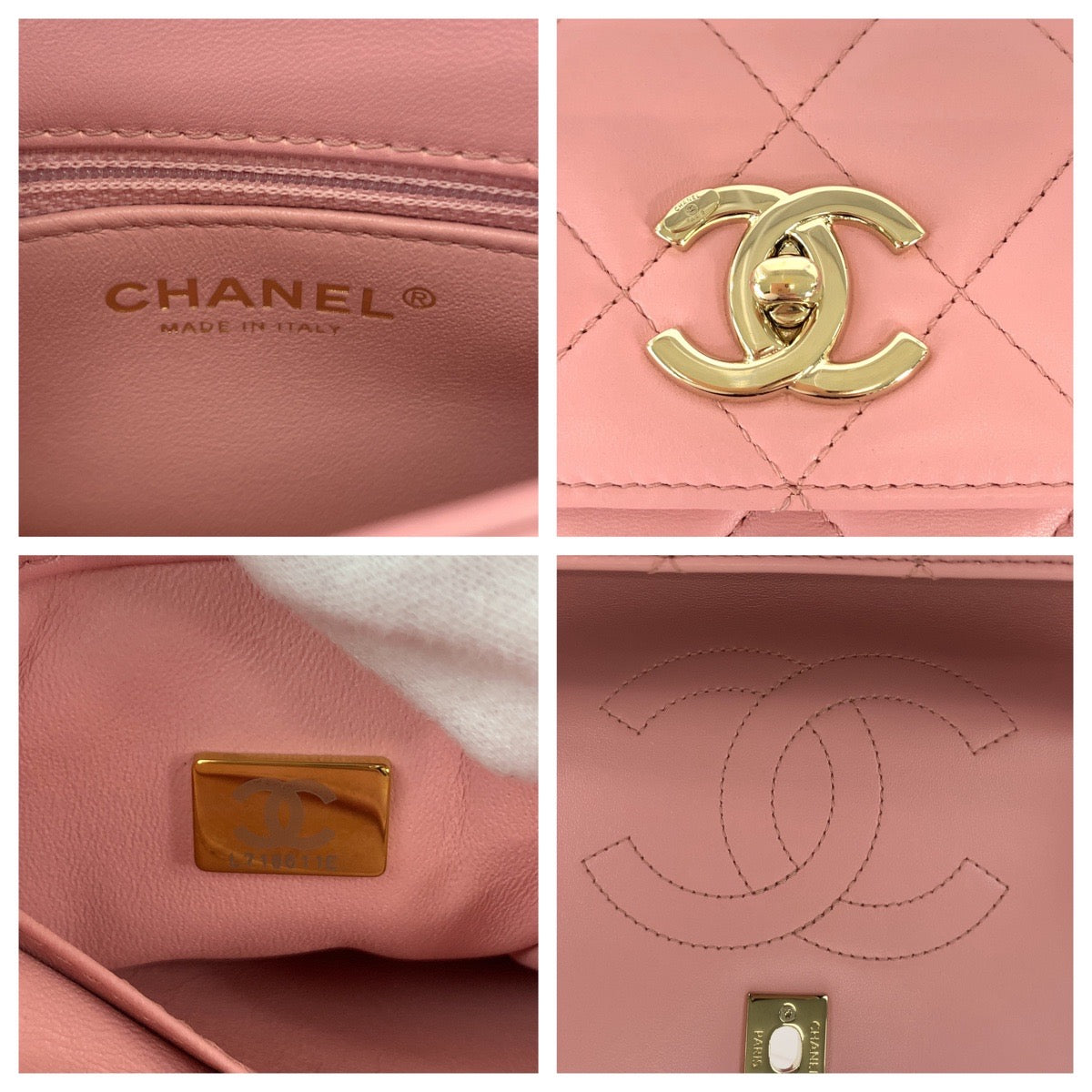 Chanel Lambskin Matelasse Coco Mark Turn Lock Handbag