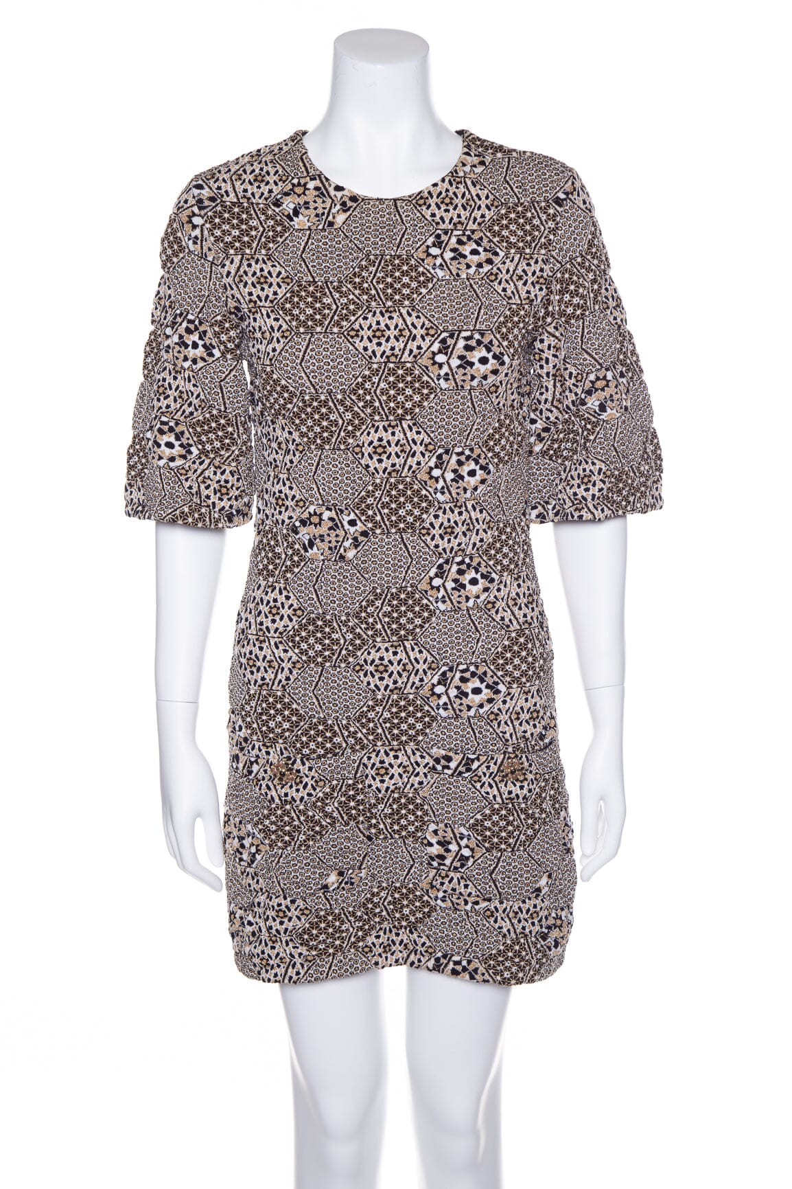 Chanel Black and Gold Knit Short Sleeve Dress SZ 36